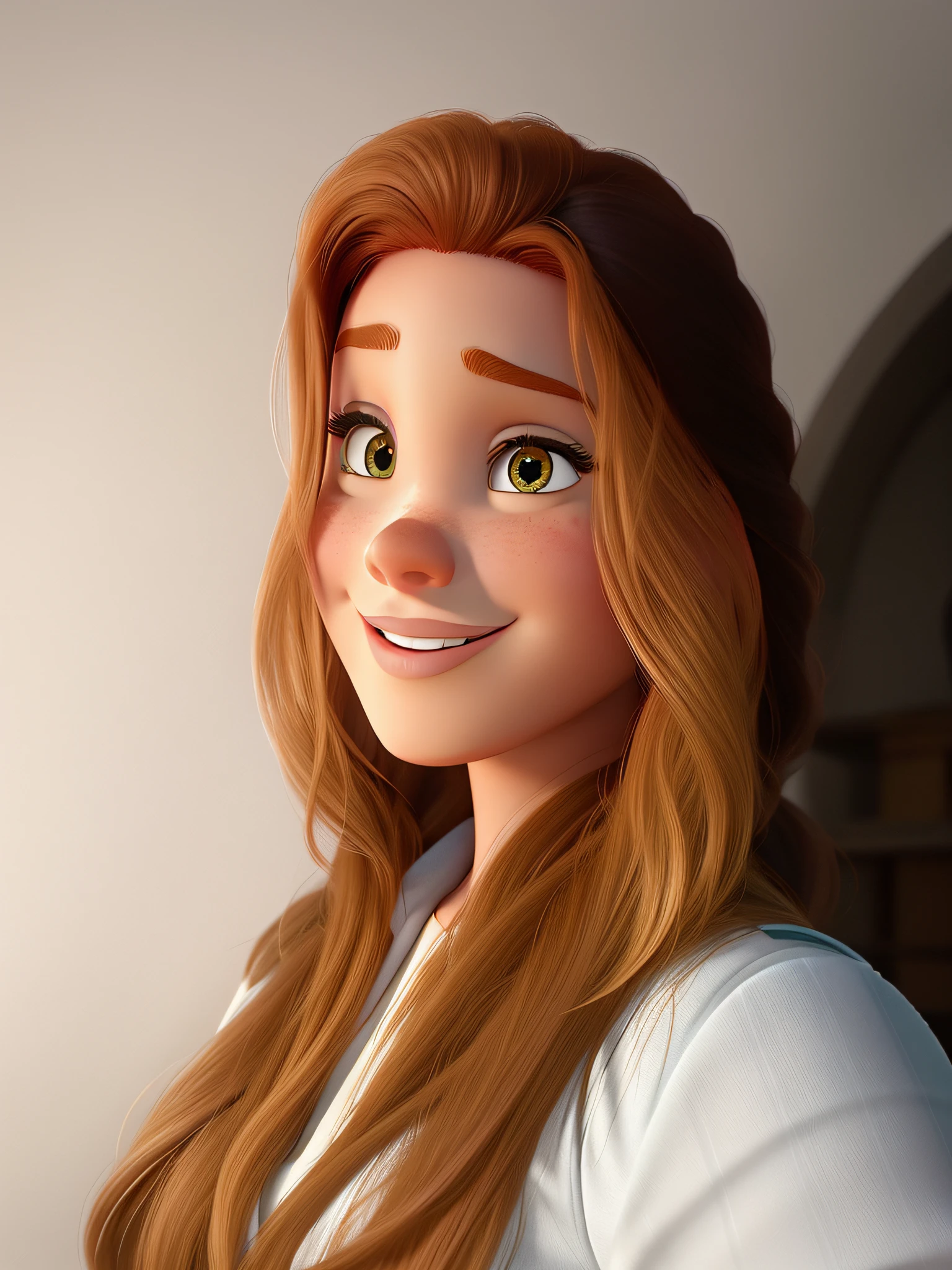 uma mulher ruiva estilo disney pixar, alta qualidade, melhor qualidade