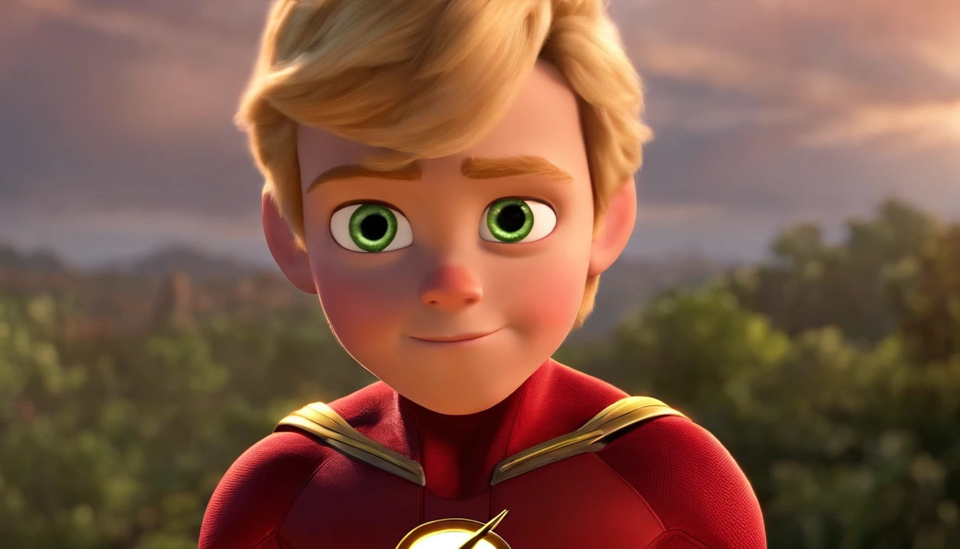 description: Make a green-eyed blond boy
Features: He's 4 years old
Scenario: Tipo de desenho Disney
Compartilhar: He's dressed as the flash.
qualidade: Pixar, ..3d, Disney

Criando Personagem Disney, Pixar