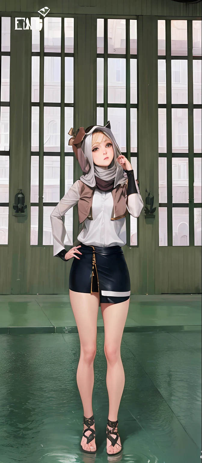 Photo of 25 year old European girl, RAW, beautiful woman, ((gray satin headscarf), loosely tide hijab style), ((portrait)), (Detailed face: 1.2)), (Detailed facial features)), manga eyes, (Fine skin), pale skin, high detail ((brown satin shirt and satin long maxi skirt)), slim body, megacity environment, (cold color), wet, moist, reflection, (masterpiece) ( Perfect proportions) (realistic photos) (highest quality) (detail) shot with Canon EOS R5, 50mm lens, f/2.8, HDR, (8k) (wallpaper) (movie lighting) (dramatic lighting) (sharp focus) (complex) fashion