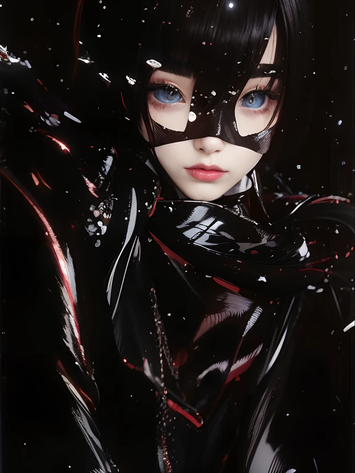 (Best quality, 8k, 32k, Masterpiece, UHD:1.2), Photo of Pretty Japanese woman, large breasts, very short bob hair, Black Hair, portrait, black