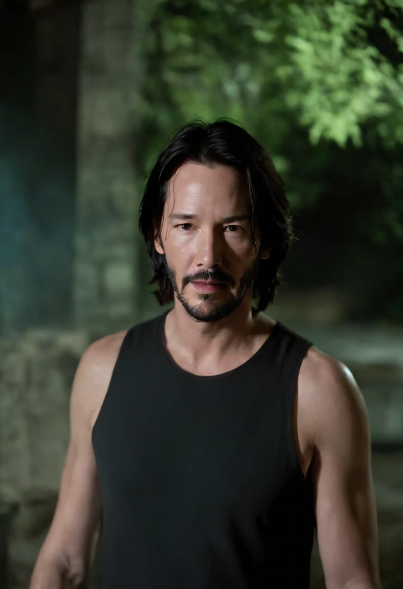 Keanu Reeves vestido de Neon do matrix