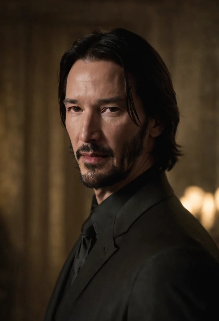 Keanu Reeves vestido de Neon do matrix