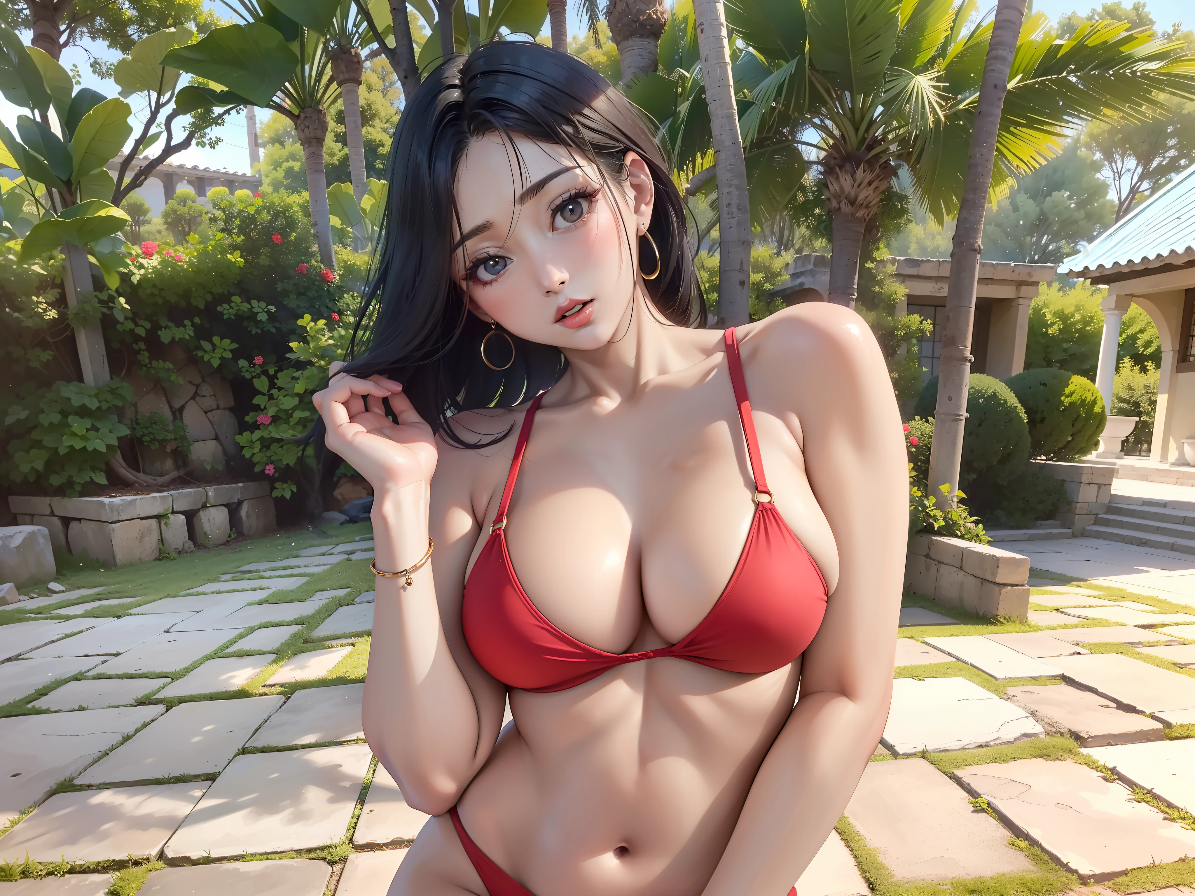 ((seios grandes, peituda: 1.3))) ((1 , She is the embodiment of sensuality)) (((cabelos brancos: 1.3))), UHD: 1.2, accuracy: 1, 3, ((Detalhes altos, alta qualidade)), separated-lips, passionate expression, Royal Palace