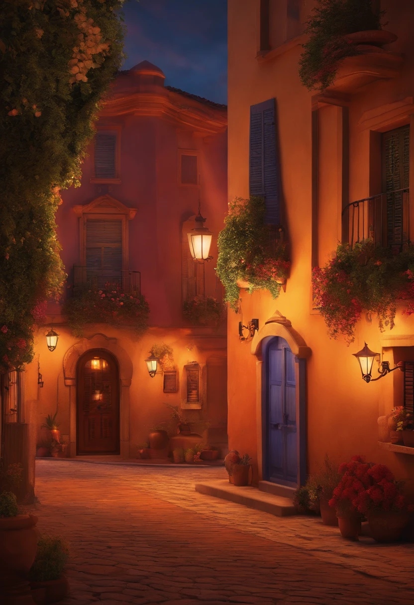 Cidade com sol muito quente, as pessoas com muito calor estilo Disney pixar
