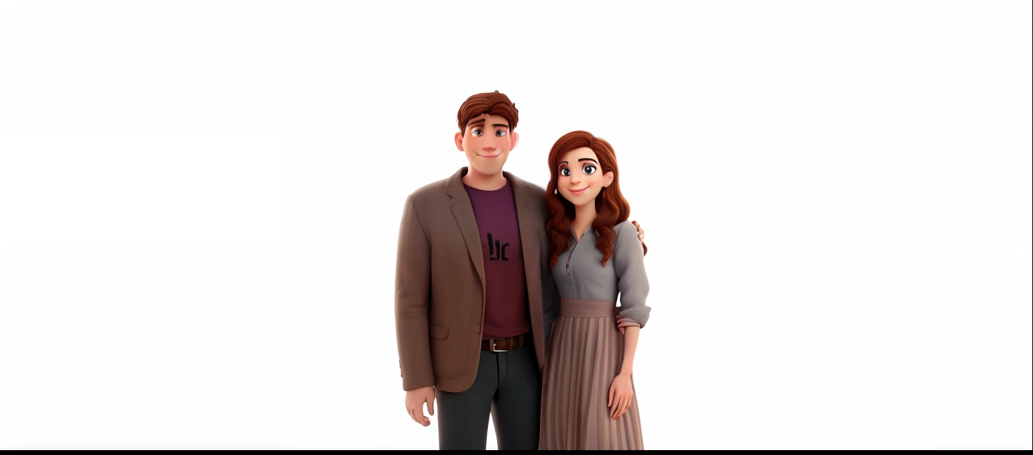 Homem moreno, com sua esposa branca no estilo disney pixar, melhor qualidade