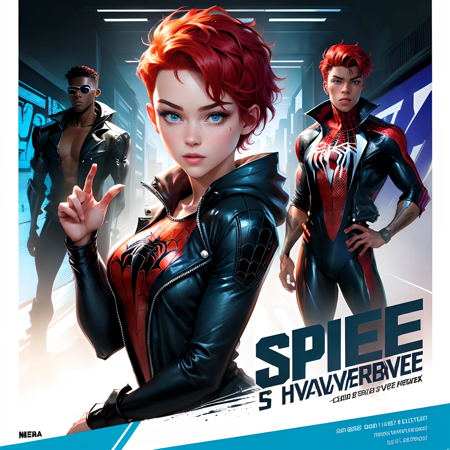 Create an eye-catching comic book cover that pays homage to the classic Spider-Man aesthetic and features Spider-Woman possessed by Venom. Visualize a dynamic composition that captures the essence of an intense and captivating narrative. In true homage to traditional Spider-Man covers, boldly display the title &#39;Verso da Mulher-Aranha&#39; with iconic letters, reminiscent of the timeless Spider-Man logo.

Visualize uma Mulher-Aranha em uma pose poderosa e marcante, his symbiote-infused form on full display. Emphasize the fascinating details of the merger, incluindo olhos intensos, a threatening mouth, and the seamless integration of Venom&#39;s symbiotic patterns with Spider-Woman&#39;Iconic costume.

Empregar um vibrante, Contrasting color scheme to highlight the distinct features of both characters, criando um visual deslumbrante, attention-grabbing cover. Infuse design with a sense of energy and movement, conveying the emotion of the impending narrative.

Considere adicionar elementos sutis de fundo que sugiram o Universo Marvel ou o contexto da Mulher-Aranha&#39;luta dentro do &#39;Verso..&#39; Experiment with shading and lighting effects to add depth and dimension to your cover, tornando-o visualmente atraente.

The goal is to create a cover that not only echoes the classic Spider-Man aesthetic, but it also stands out as a unique and exciting introduction to the captivating world of &#39;Verso da Mulher-Aranha&#39;..&#39;Deixe a capa servir como um convite visual, enticing readers with the promise of an extraordinary Marvel adventure.