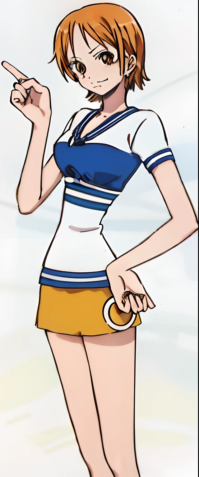 anime girl in a sailor outfit pointing at something, nagatoro, anime girl named lucy, tsubasa nakai's style, nami from one piece, shinkai makoto, junko enoshima, aya takano color style, hinata hyuga, rei hiroe, wearing a school soccer uniform, from yowamushi pedal, nami one piece