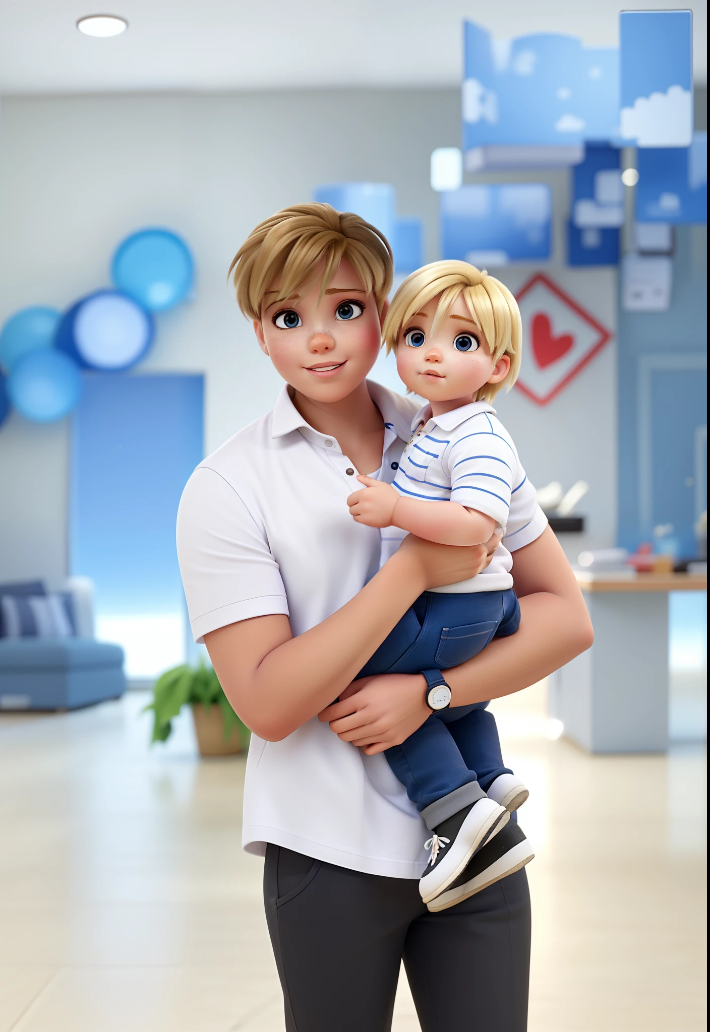 Broken and identical features to the image, The with blond hair