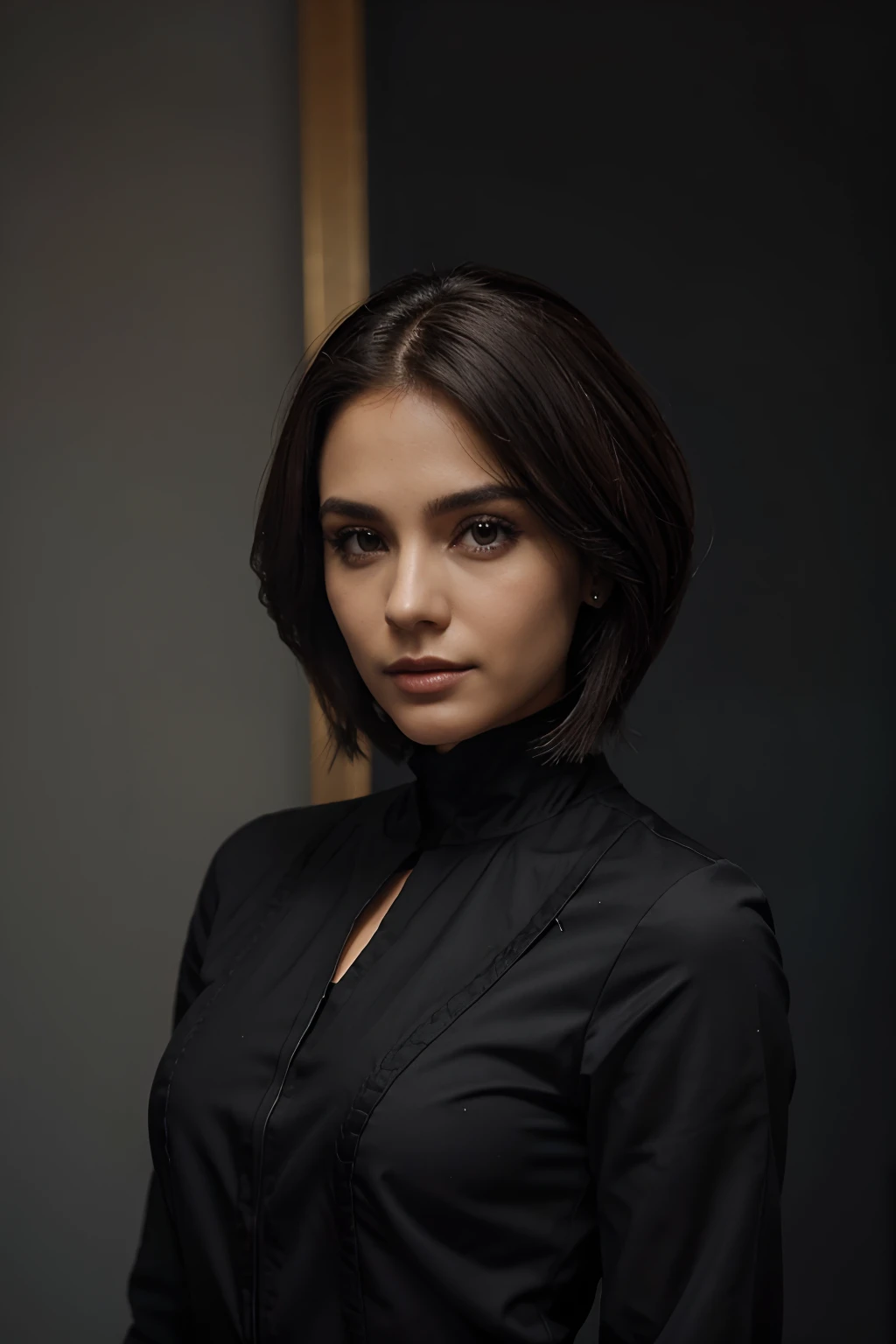 Mulher com ,Cabelos brancos dourados,olhos azuis,,,traje espacial preto