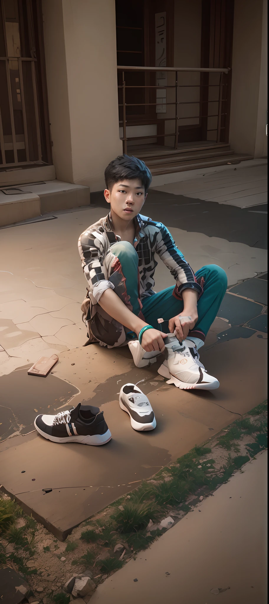 A boy photoshoot with venom chang background and chang clothes high quality realistic 8k ultra realistic