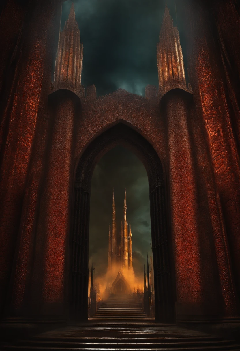 A huge gate of hell in the distance,A Hero Who Stands Alone,A Espada Sagrada Mantida