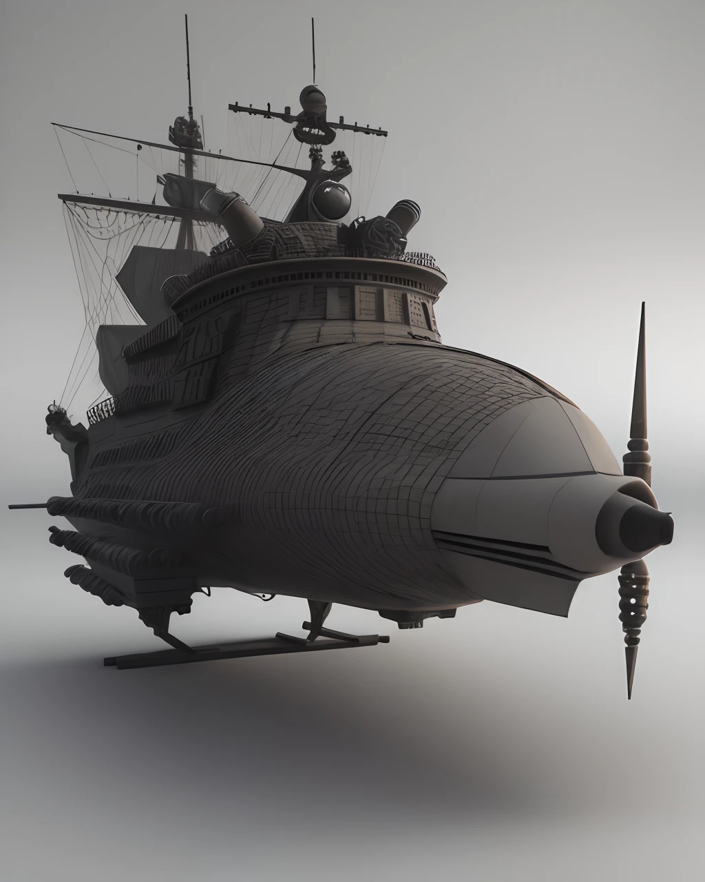 logo with dark A15P written with terrifying pirate spaceship in realistic 3d space