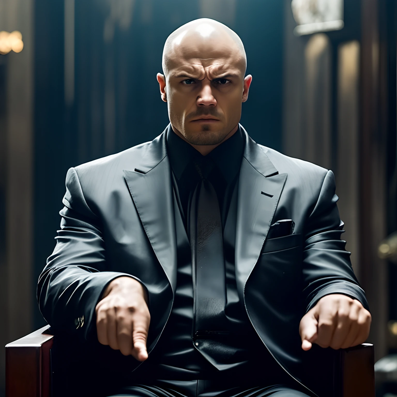 Describe a ruthless gangster boss who rules the criminal underworld with an iron fist.