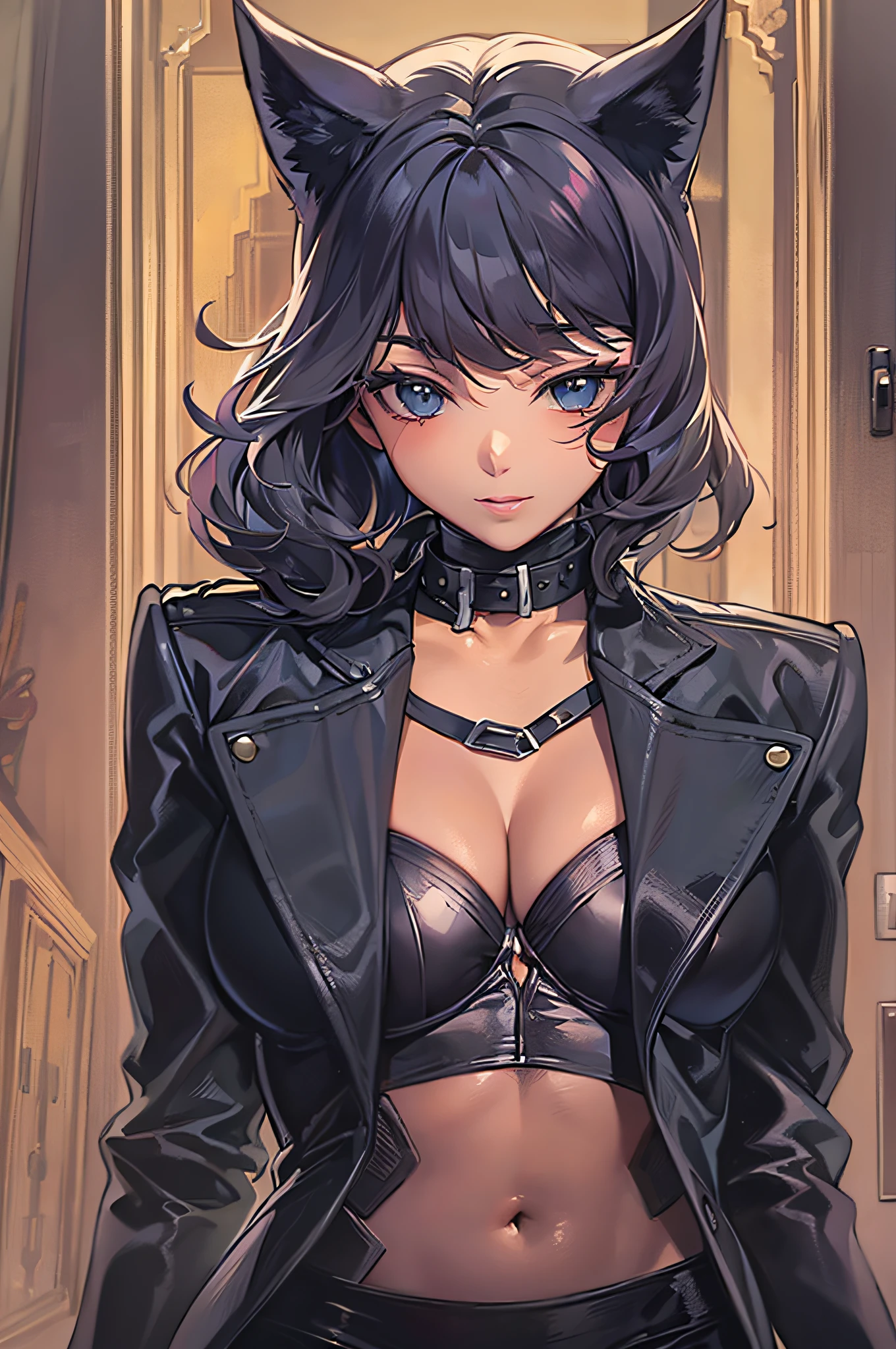 anime - style image of a woman dressed as a catwoman,
