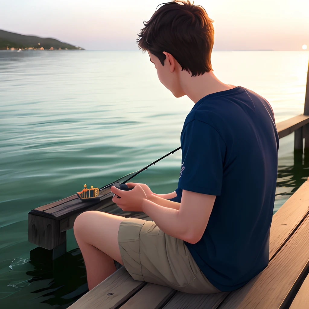 guy sitting by a pier fishing