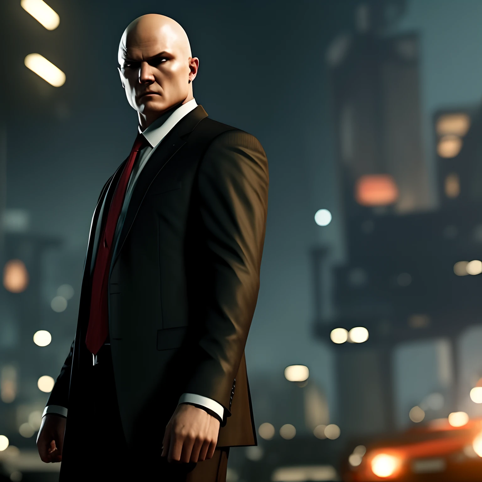 hitman game character in hitman 3 video game with bloody face