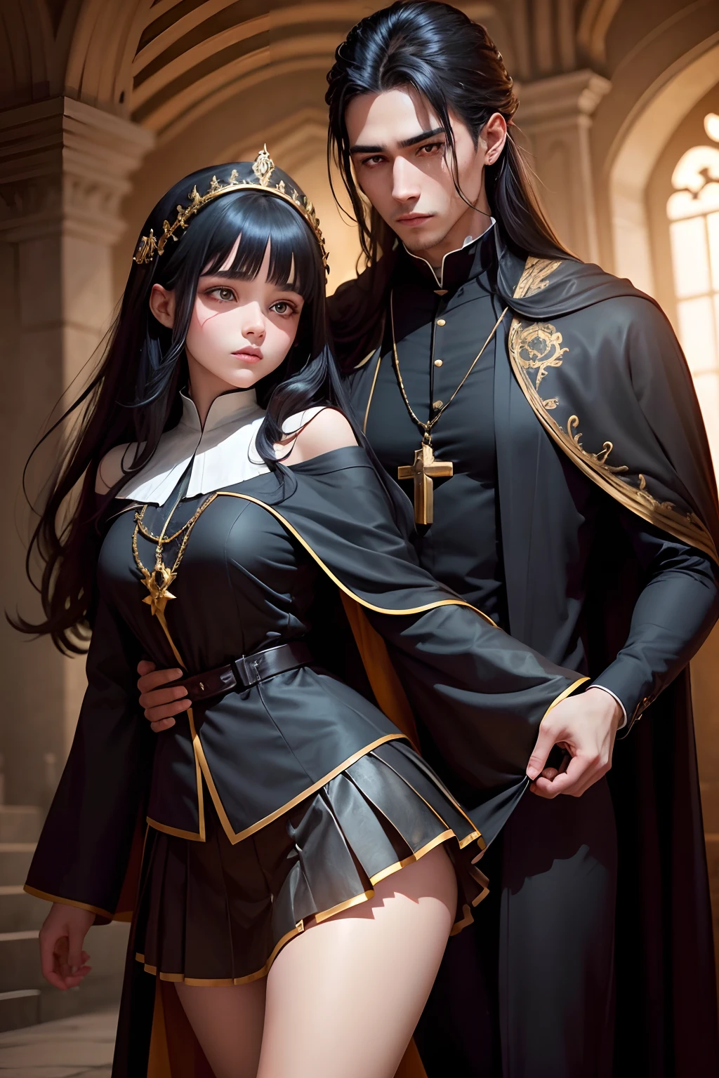 (巨作, Best quality, Realistic),
1girl huge large breasts,(on the St. Peter's Square of Vatican,crowd of), st. Peter's Square of Vatican background,gypsy dress,(Princess Eyes,shiny pupils),Dancing,  Gold, banquet, crowd of, picking up skirt,
[Slight smile],