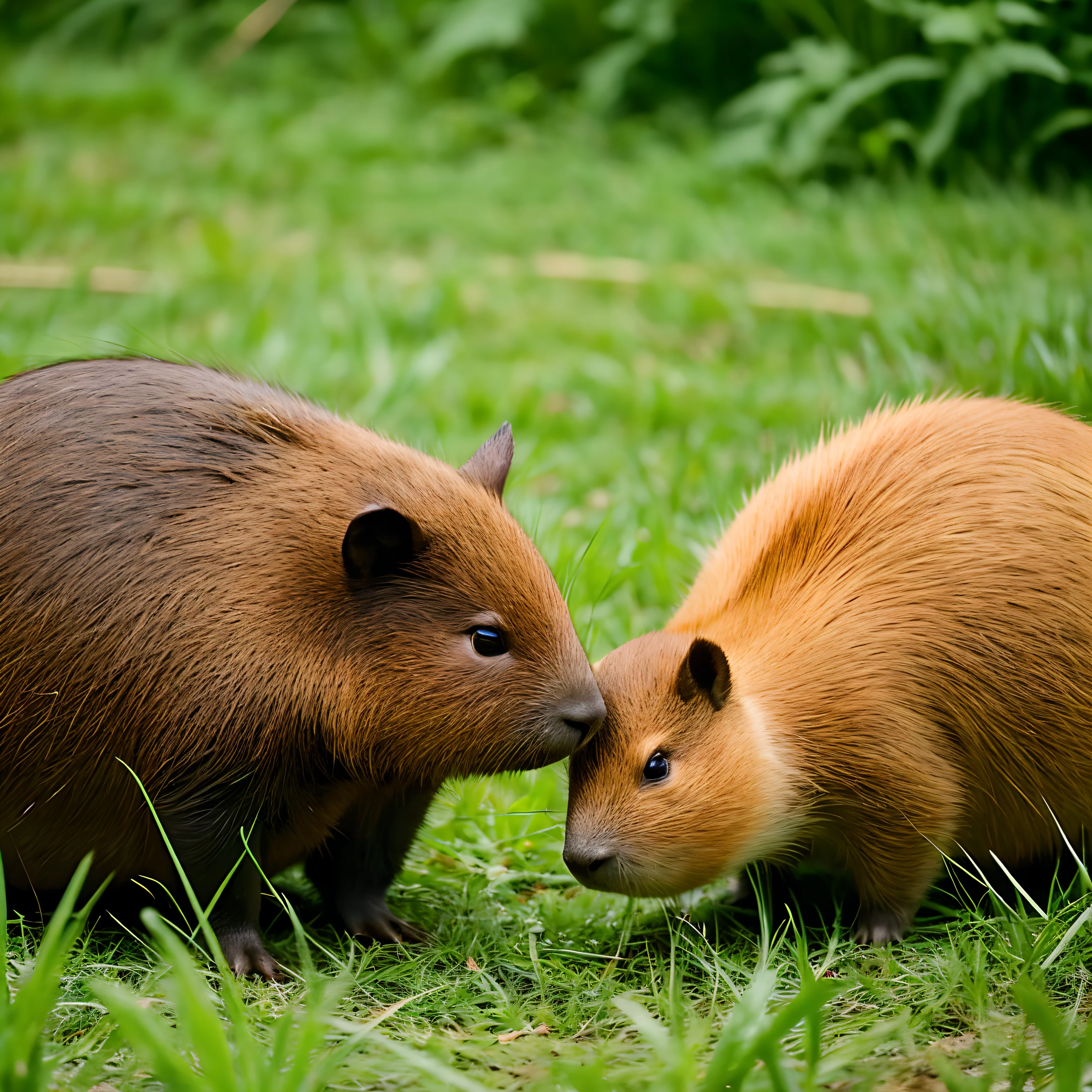 quiet、kawaii、capybara、grass field、hightquality