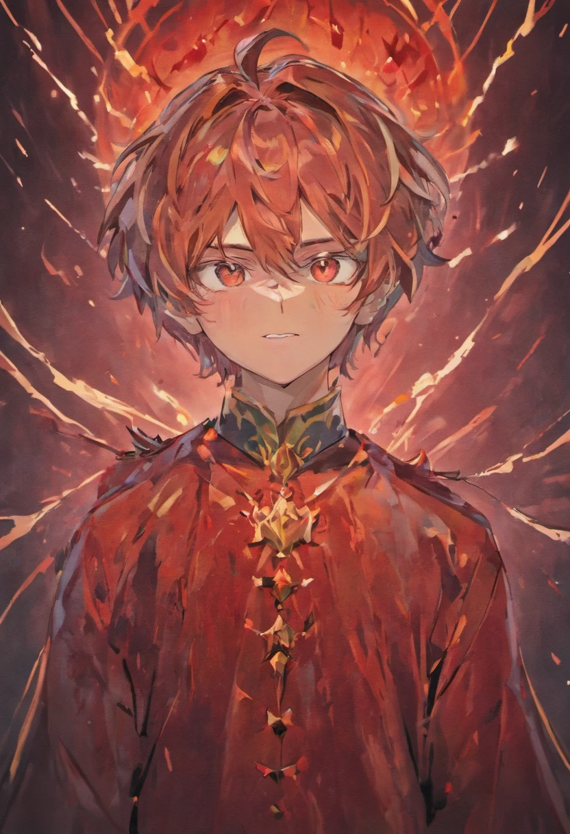 (best quality,4k,highres),A man with a blank face and a smirk, blood down his cheek,sharp teeth,crown floating above his head,vivid colors,extremely detailed face,long eyelashes,eerie lighting,horror,photorealistic