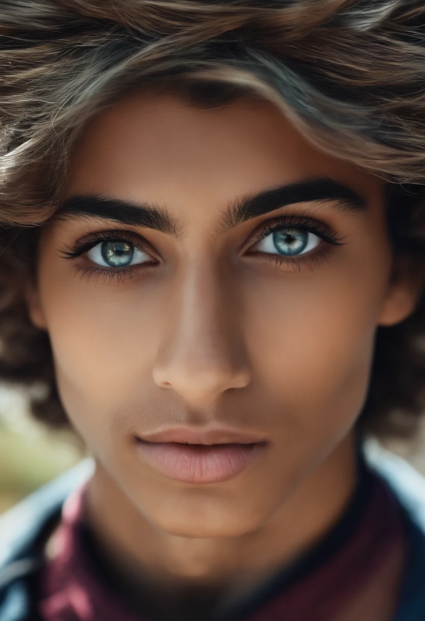 tenho 16 anos, sem barba, cabelos crespos cacheado pequeno, olhos castanhos, rosto arredondado, boca media para grande, negro