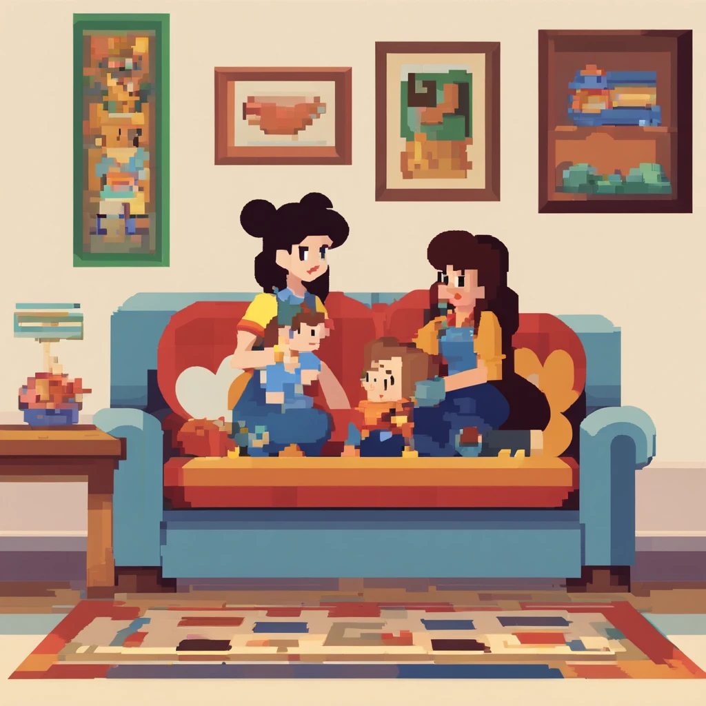Create a Disney Pixar-inspired poster with the character being the family, pai, Mother and son on lap, junto com o mickey. better quality and high resolution.