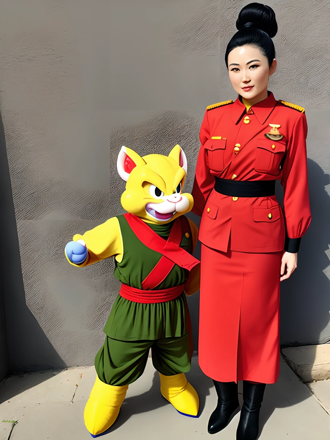 Oolong From dragon ball in a Maoist outfit
