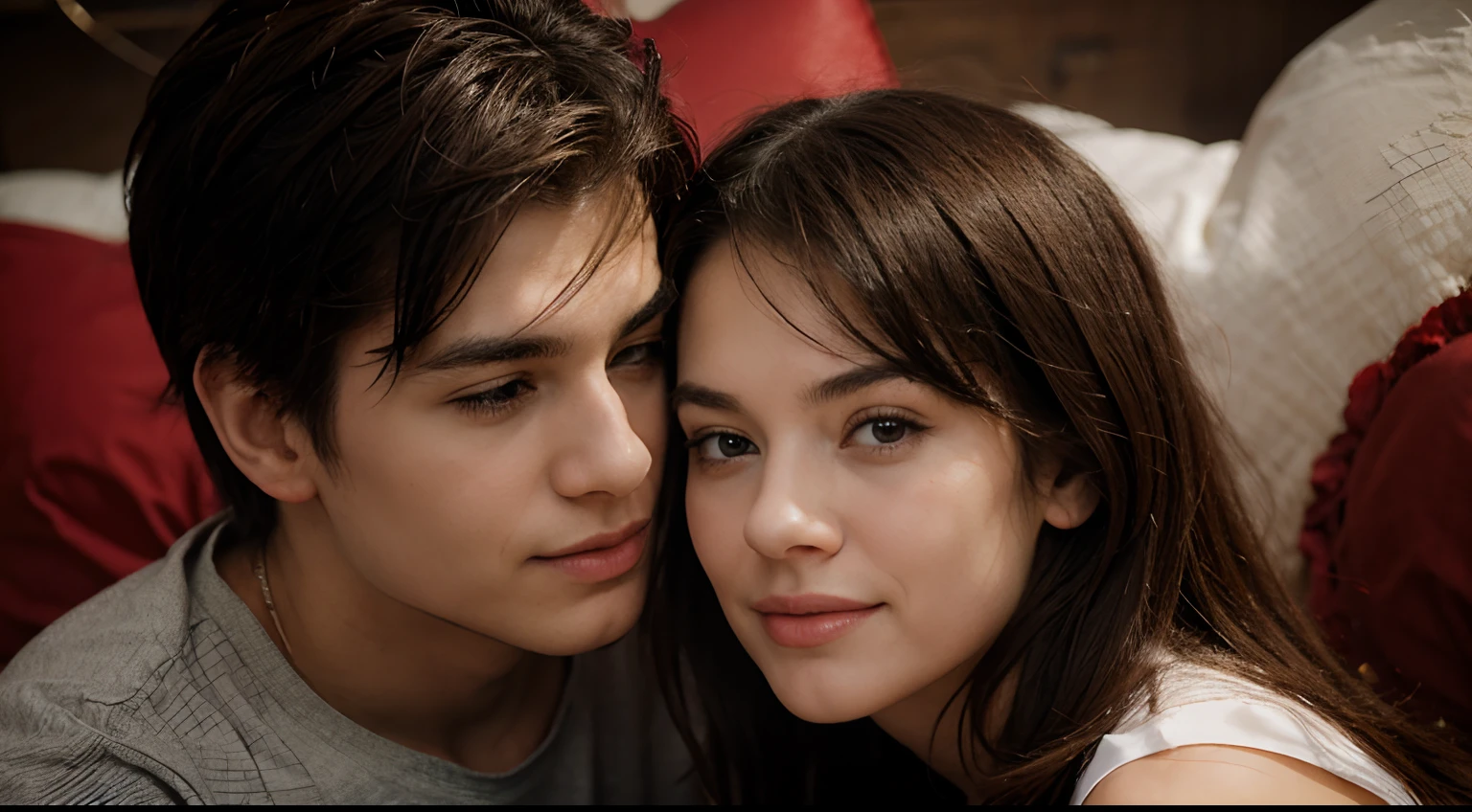 Una pareja de estudiantes de secundaria ((hombre y mujer))mirandose de frente ((Los dos en la misma escena))