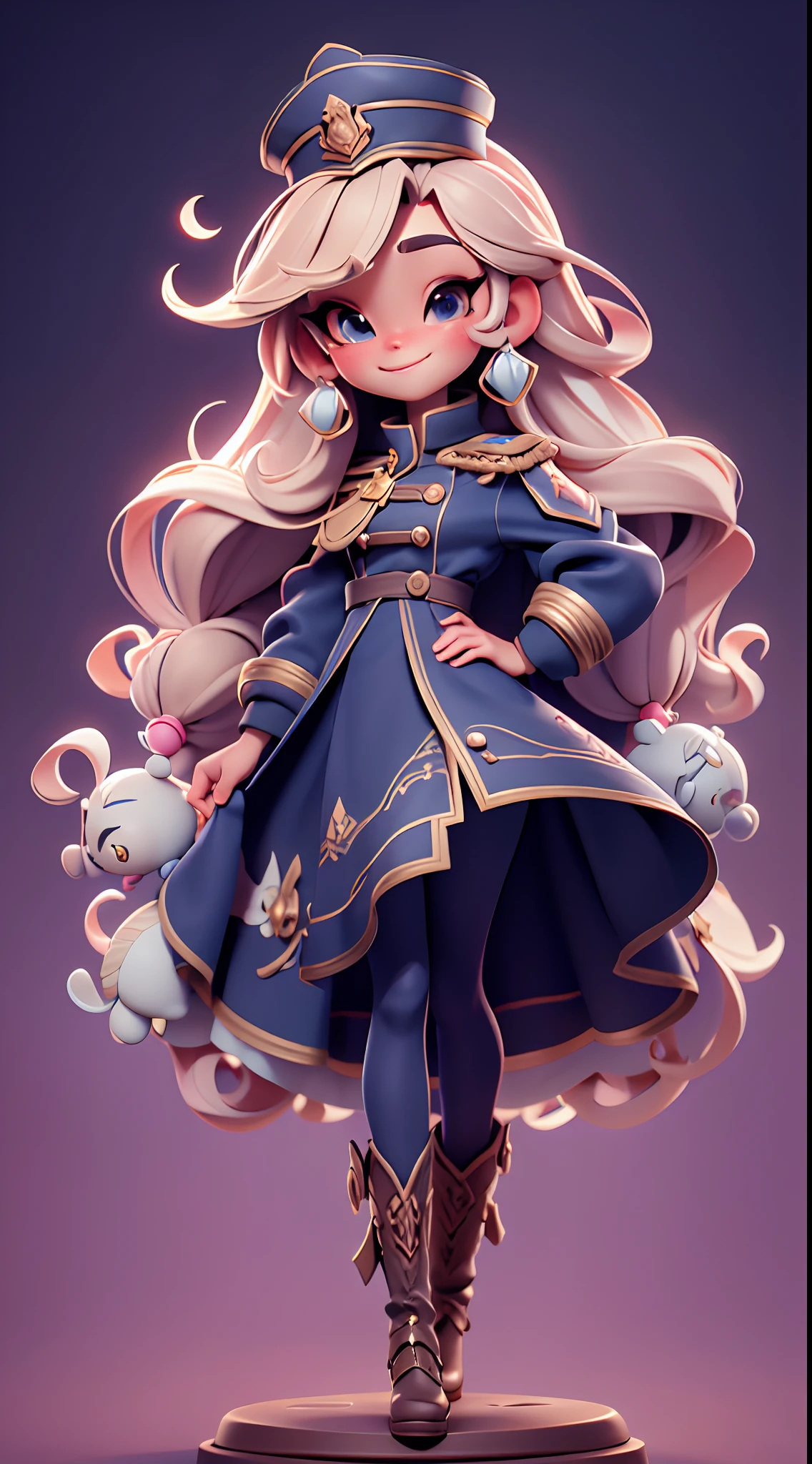 ((( Alice quebra-nozes UHD ))) Com uma linda cartola lindo cartola de chapeleiro louco babados+fitilhos+detalhista em tons , Deve ficar charmoso e bonito, Keep the iconic elements of the original character. Chibi Disney Hatters should have a round face with large dimensions, olhos claros, long eyelashes and rosy cheeks. Seu cabelo deve ser em tons chocolate grande . Elegante terno e cartola: Dress like an imperial soldier in a luxurious and elegant crazy hat suit with embroidered English gold accents . She wears a navy blue turtleneck coat with braided gold lapels (similar to what a ship captain would wear) The character's attire is a military coat in an imperial soldier's uniform of Spain . ter babados, renda & Detalhes feitos  , A reference to the nutcracker soldier theme  . Add loops or ribbons, Para dar um toque de delicadeza. avental & Arco : Meias e sapatos de boneca luxuosa : Complete o look chibi com meias listradas  ou detalhes divertidos. standingn, Coloque botas bonitos, com gravatas ou fivelas douradas . Magic Accessories: Add charming accessories to the chibi .Certifique-se de adicionar sombras, texturas e detalhes nos cabelos, chapeleiro Chibi , pirulitos Ternos & Accessories, to make it even more charming and charming. Give him a smiling expression and a smile on his face, Capturing the essence of the character in a subtle way, delicate hands,( Scenery of a ship , paisagem surrealista profunda, Alice Themed Captain ) UHD16k