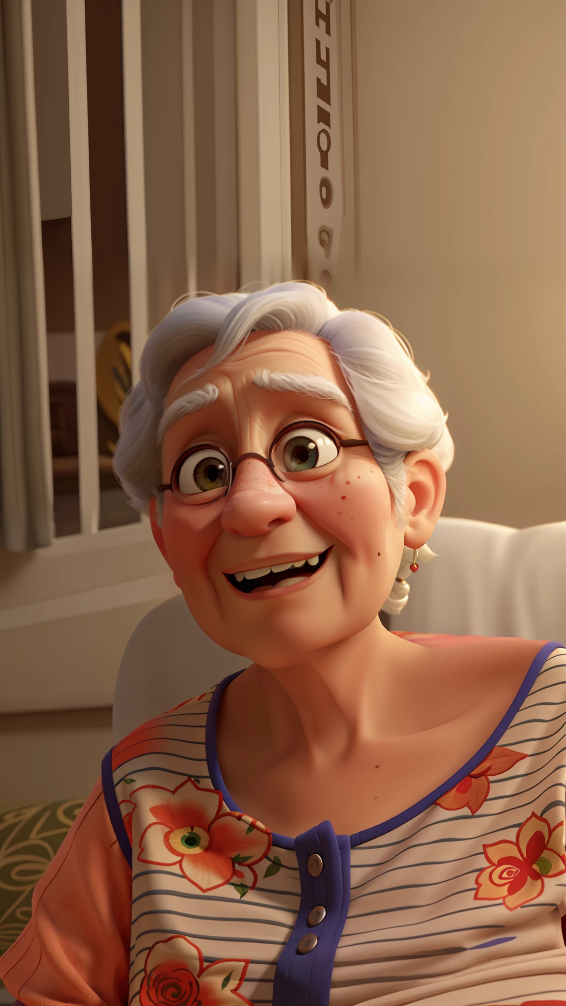 Grandmother 96 years old, High resolution Pixar style