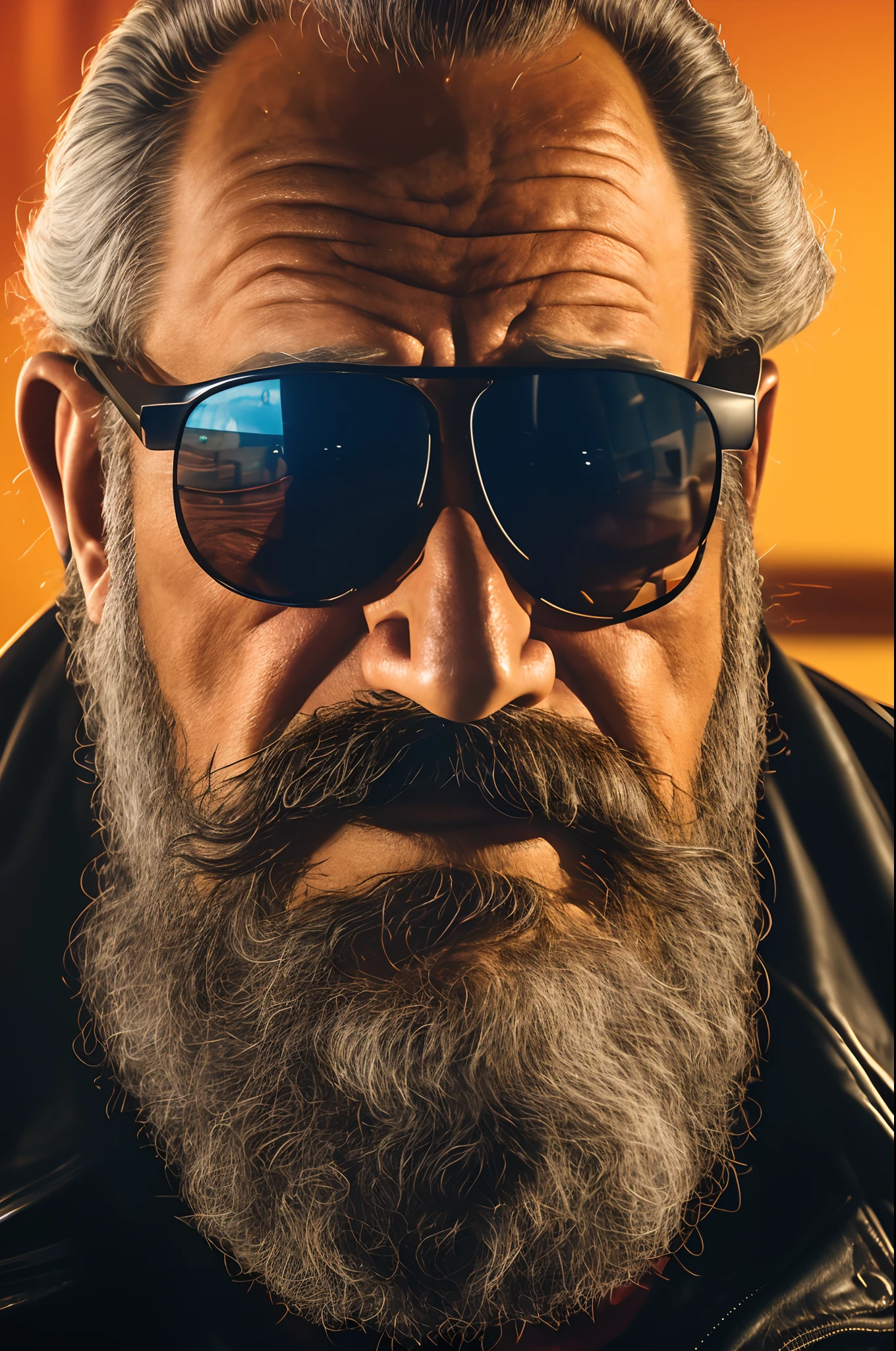 arafed image of a man with a mustache and sunglasses, milt gross, eddie del rio, promo image, denys tsiperko, artist unknown, profile shot, inspired by Maxwell Gordon Lightfoot, danny devito as dr. robotnik, rob bottin, danny devito as the terminator, john berkley, bizzaro, dany devito