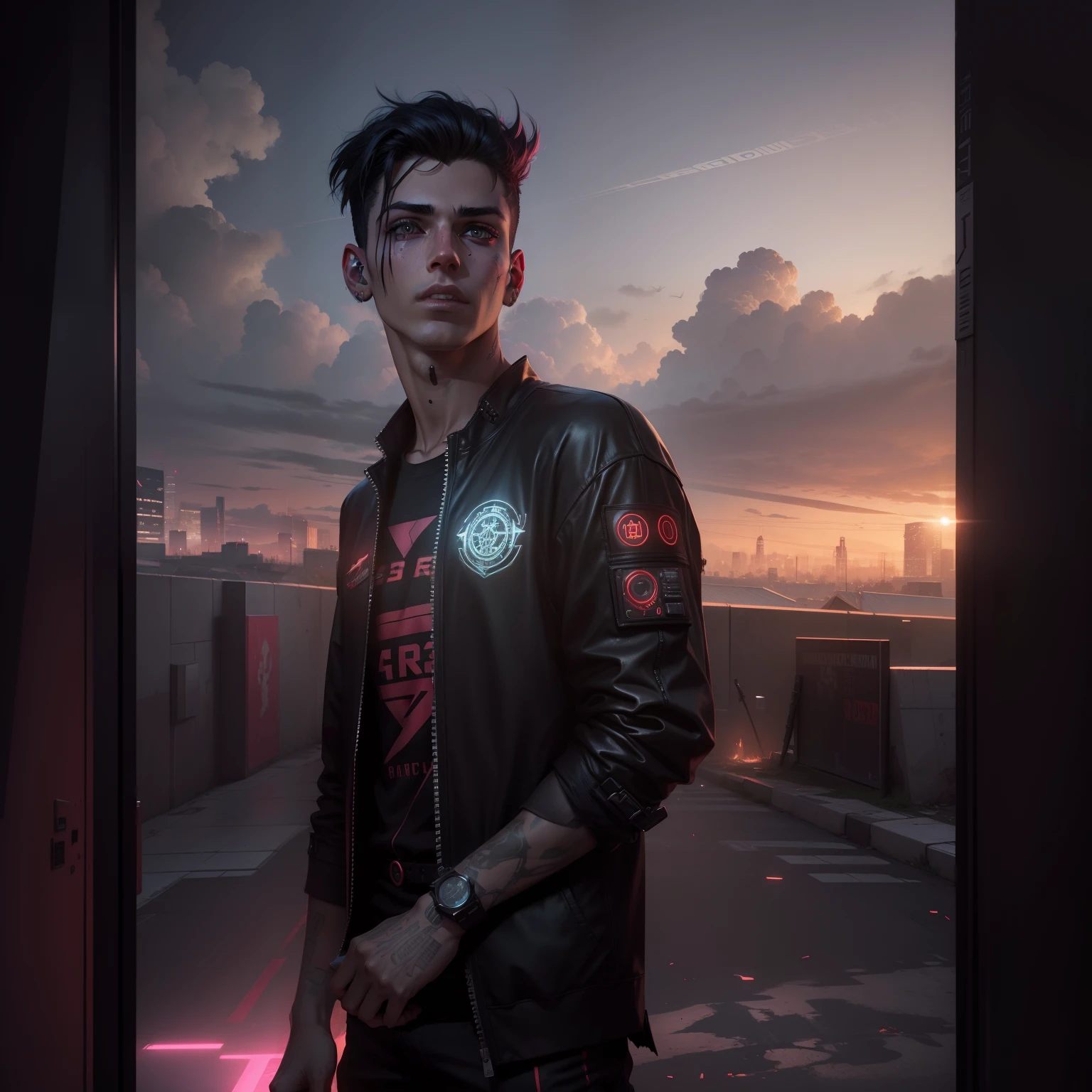 change background cyberpunk boy , realistica face, 8k, devil realistica,