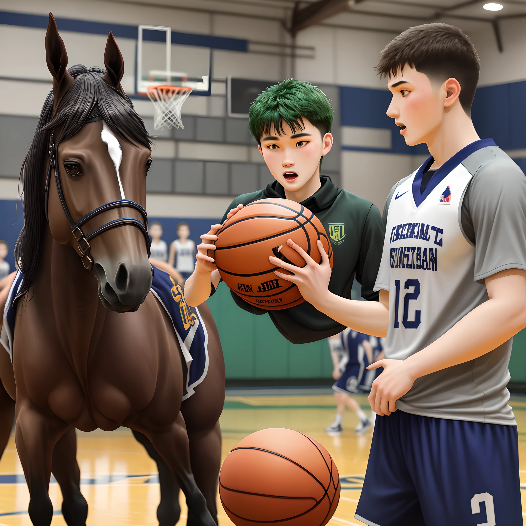 Green horse basketball team logo