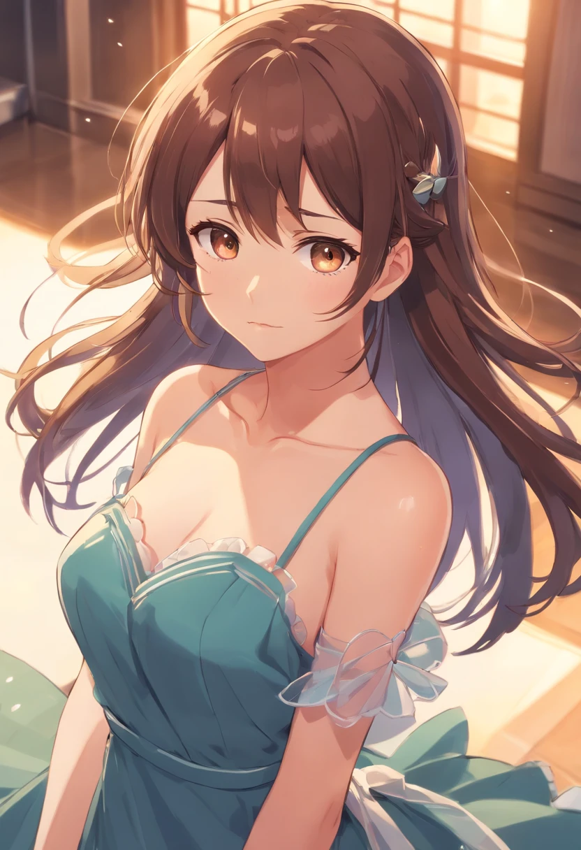 NSFW,(super fine illustration,8k cg wallpaper,highest quality,very detailed,ultra high resolution,best aesthetics),(cowboy shot,From before),IdolMaster,(()), (20yo, beautiful girl), (beautiful light brown eyes),((((beautiful light brown hair)))), ((long straight hair)),(wet hair), (shiny hair), (beautiful pale orange skin),(shiny skin),(wet skin),((blue idol dress)),((see-through)),(very large breasts), ((light brown pubic hair:1.3)),(bsp, pussy juice dripping,pussy, pussy slip,no makeup, sweaty body),(no bra),(no panty), (((open clothes)),((spread legs)),(((spread pussy:1.3))),((steam)),(scatter sweat),(one eye closed), (out tongue),(smile),(Nice touch),((turn your arms behind your back)),,(Bukkake, cum on body:1.3),(Bukkake, cum on face:1.2),((Bukkake, cum in hair:1.2),(ecstasy),(((sex,Cowgirl,pov))),bed room,