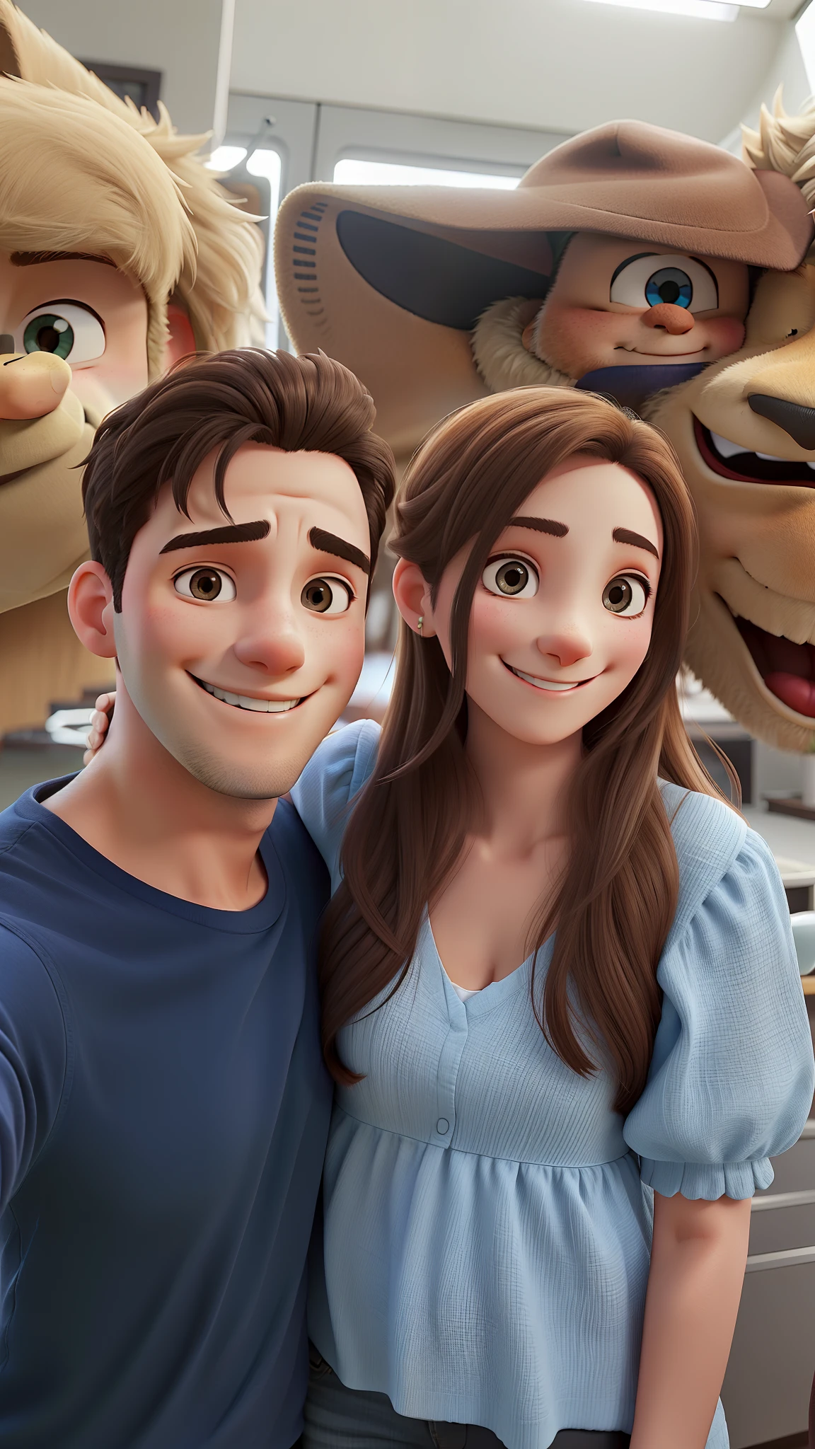 Hugging couple smiling at a selfi