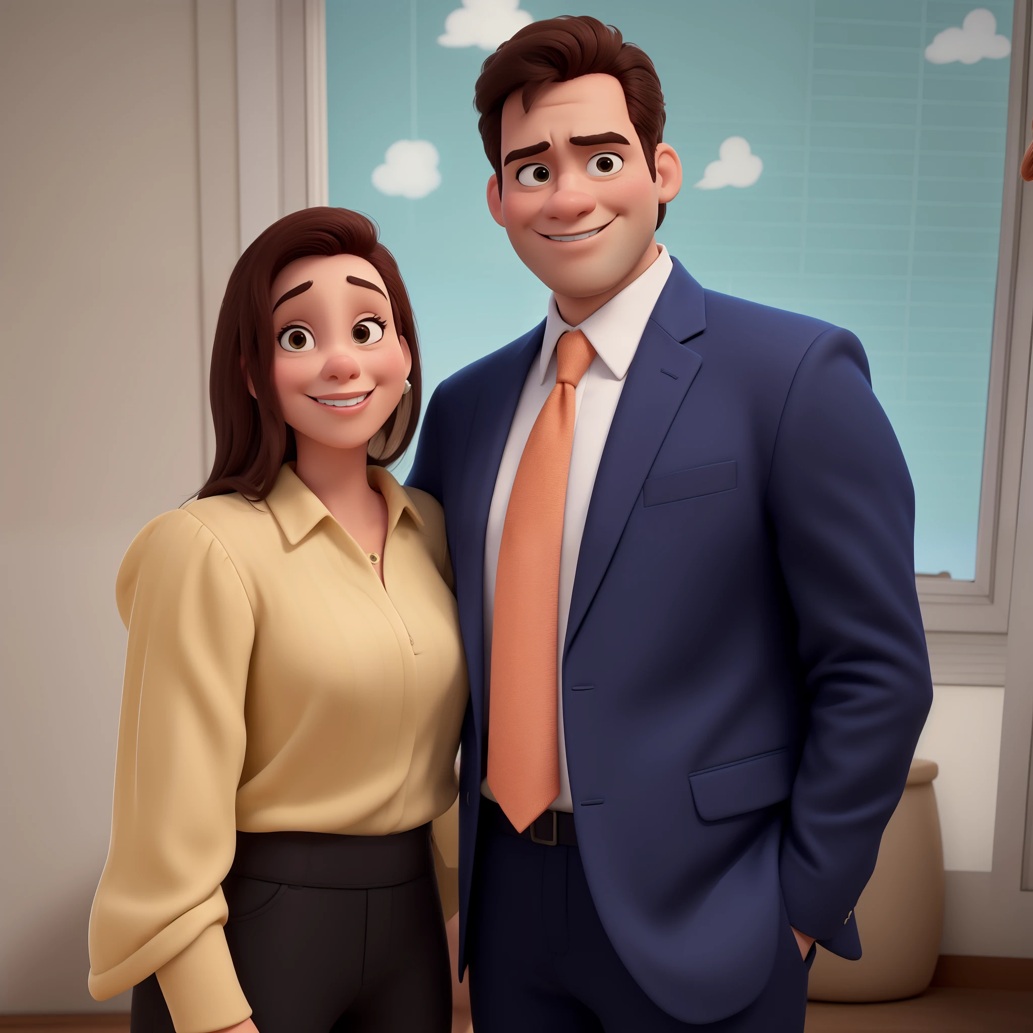 Casal branco estilo disney pixar, alta qualidade, melhor qualidade