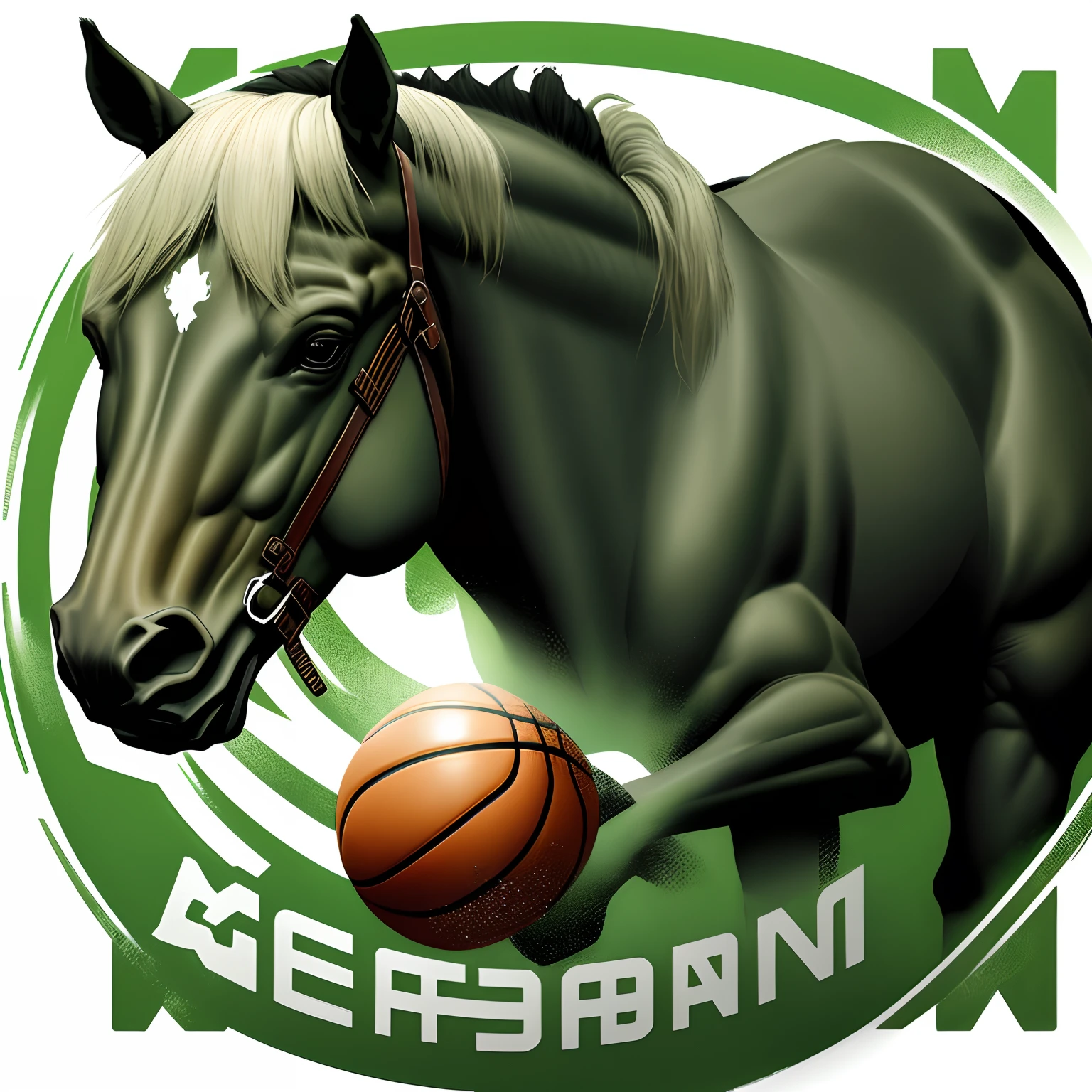 Basketball logo with green horse
