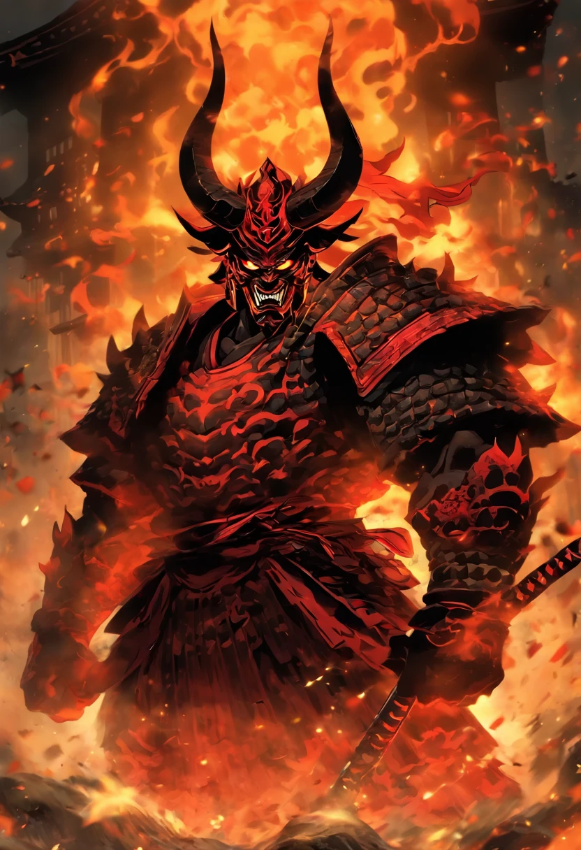 In the depths of darkness, A fearsome demon emerges, His eyes burning with an ethereal scarlet glow. Dressed in an old Japanese shogun armor, meticulosamente gravado com motivos intrincados, He has an imposing presence that demands respect and dread. Seu capacete, adorned with ferocious demonic horns, adds to your sinister aura. The demon's battle stance exudes an air of unwavering confidence, as if he had faced countless enemies and emerged victorious each time. His hand hovers near the hilt of a gleaming blade, pronto para desembainha-lo a qualquer momento. The metal plates of the armor reflect a, luz sinistra, casting an ominous glow over its surroundings. Com cada fibra de seu ser irradiando um poder sobrenatural, That demon, forjado por lendas antigas e alimentado pela maldade, Awaits your next challenger, ready to unleash chaos and devastation upon anyone who dares cross its path.
