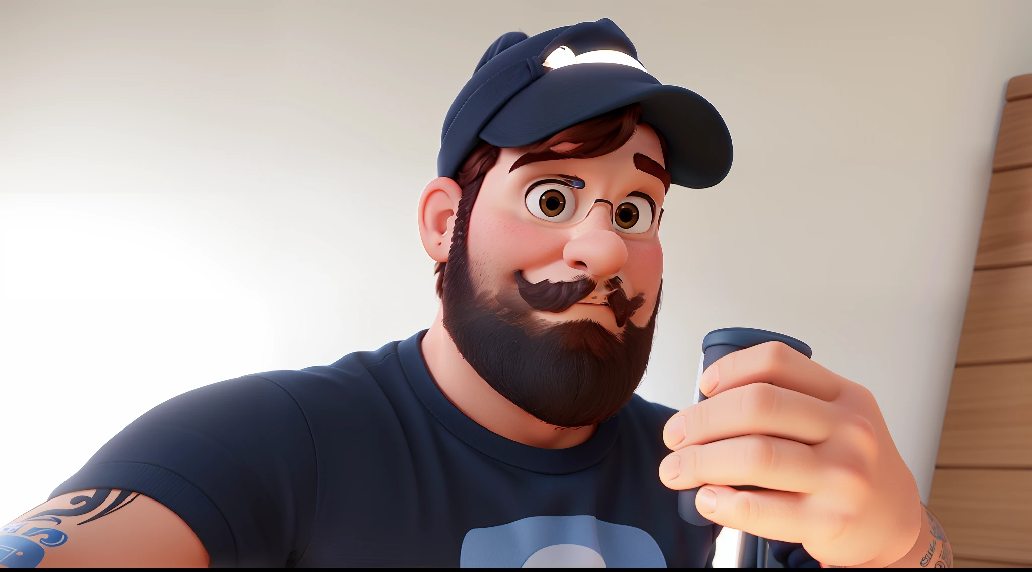 Um homem moreno estilo disney pixar, barba feita, bonnet, brinco na orelha, alta qualidade, melhor qualidade