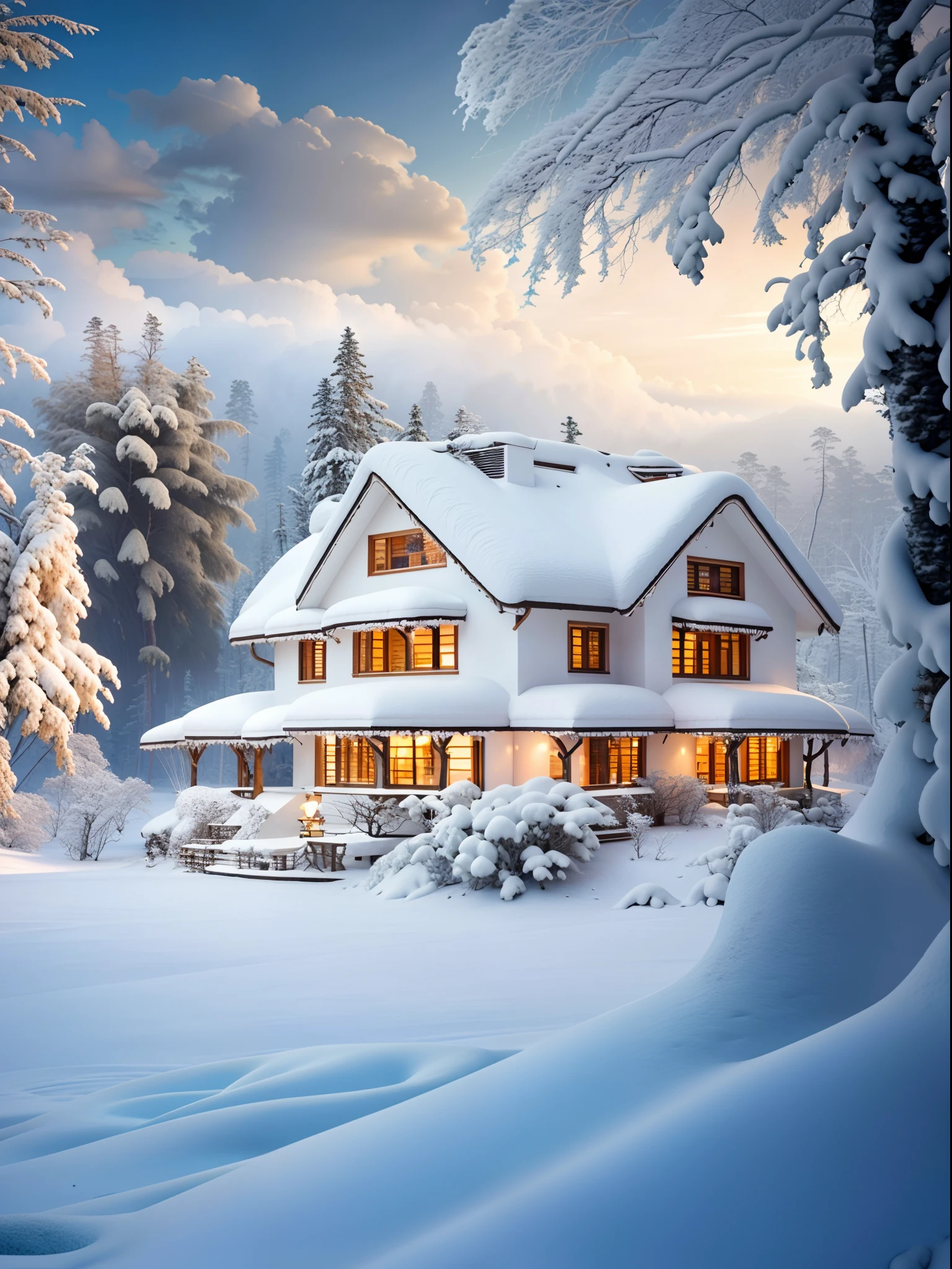 Sala de estar com vista para uma montanha e uma floresta, mountainous jungle setting, jungle setting, Como uma cena de Blade Runner, magical ambiance, pintura escura ultrarrealista, em um ambiente de selva, pleasant environment, floresta nublada, Selva bonita, ambiente mal-humorado, Selva exuberante, Inside an alien jungle, Plantas e selva, montanhas da floresta tropical, ambiente relaxante