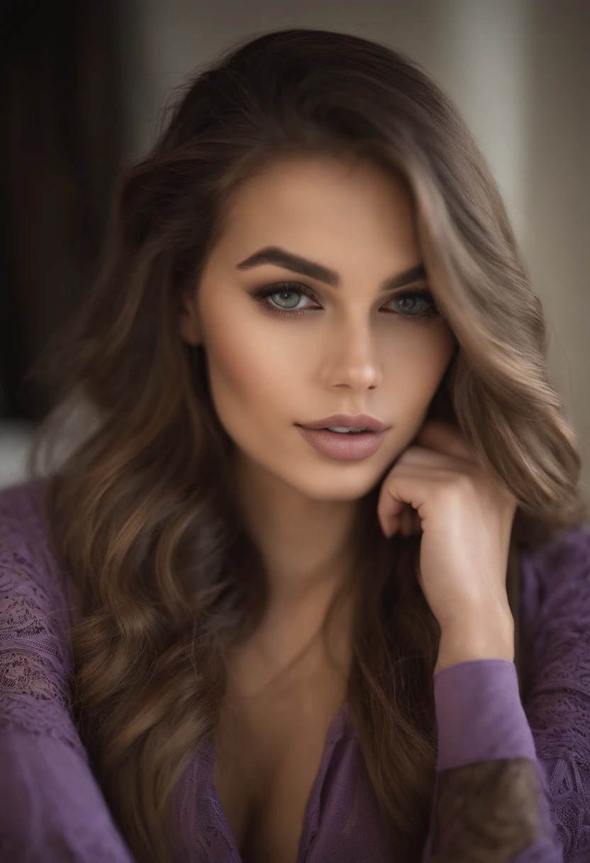Latino and Swedish Woman , fille sexy aux yeux bruns, ultra realist, Meticulously detailed, Portrait Sophie Mudd, cheveux bruns et grands yeux, selfie of a young woman, Yeux de chambre, Violet Myers, sans maquillage, maquillage naturel, looking straight at camera, Visage avec Artgram, Maquillage subtil, Great photo of the whole body kneeling on the bed, dans la chambre, Medium to large bust, en jupe noir sexy, botte haute noir a talon, un body en dentelle, une veste ouverte et des bas resiles