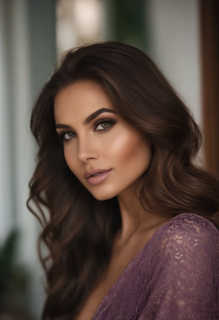jolie belle brune, Hispanic completely , fille sexy aux yeux bruns, ultra realist, Meticulously detailed, Portrait Sophie Mudd, cheveux bruns et grands yeux, selfie of a young woman, Dubai Eyes, Violet Myers, sans maquillage, maquillage naturel, looking straight at camera, Visage avec Artgram, Maquillage subtil, Great photo of the whole body kneeling on the bed, dans la chambre, Medium to large bust