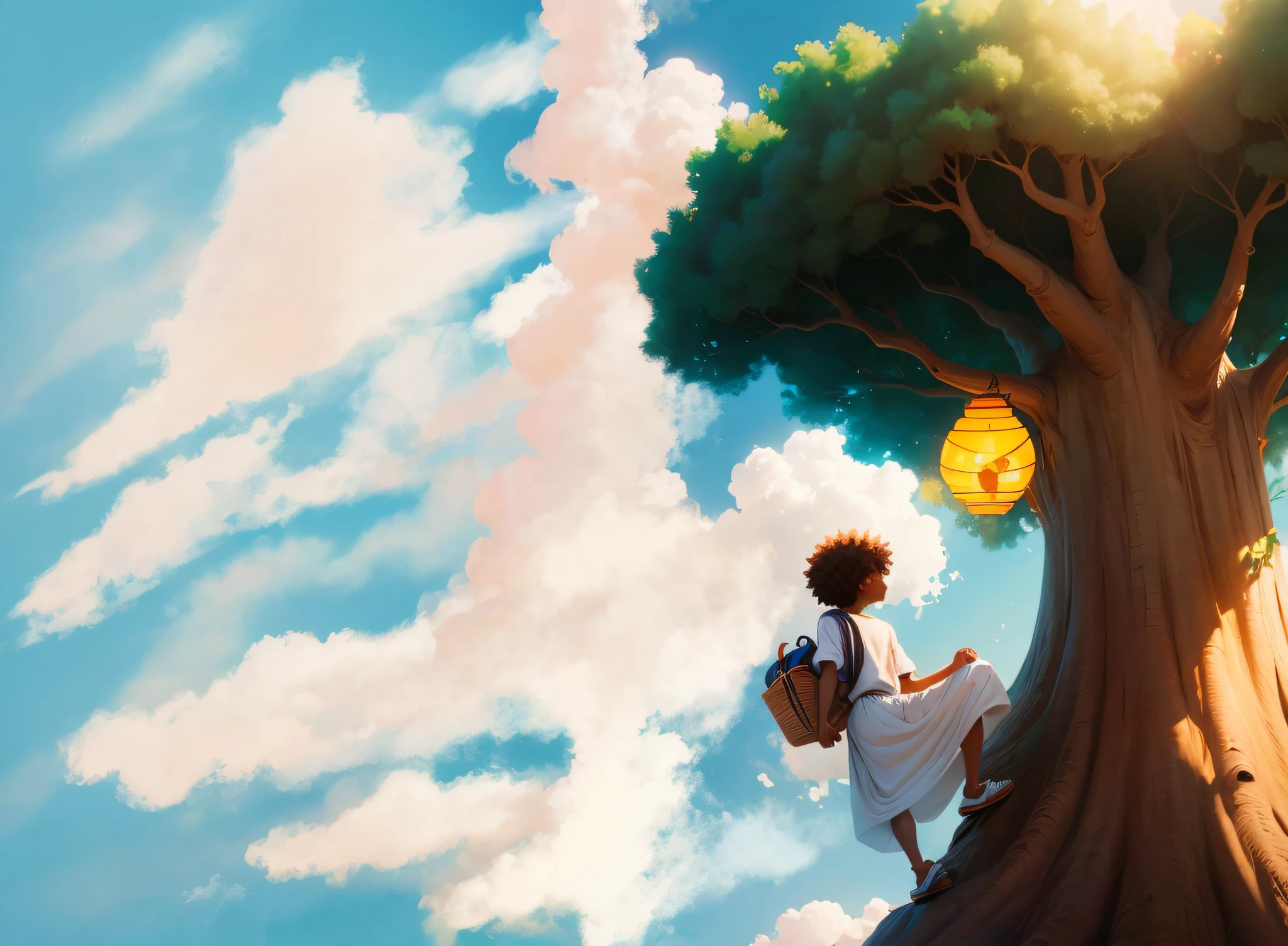 disney pixar illustration, afro preteen boy, face not visible, back head only, copy exact same everything, best quality ever, no change