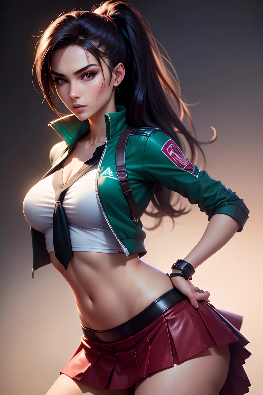 realistic akali, with sexy student skirt is school class, 8k resolution, (best quality: 1.1), (anatomically correct: 1.1), (perfect hand: 1.1 ), ( (Facial Detail: 1.3)), (Skin Detail), (Perfect Eyes), (Perfect Nose), (perfect hand fingers)