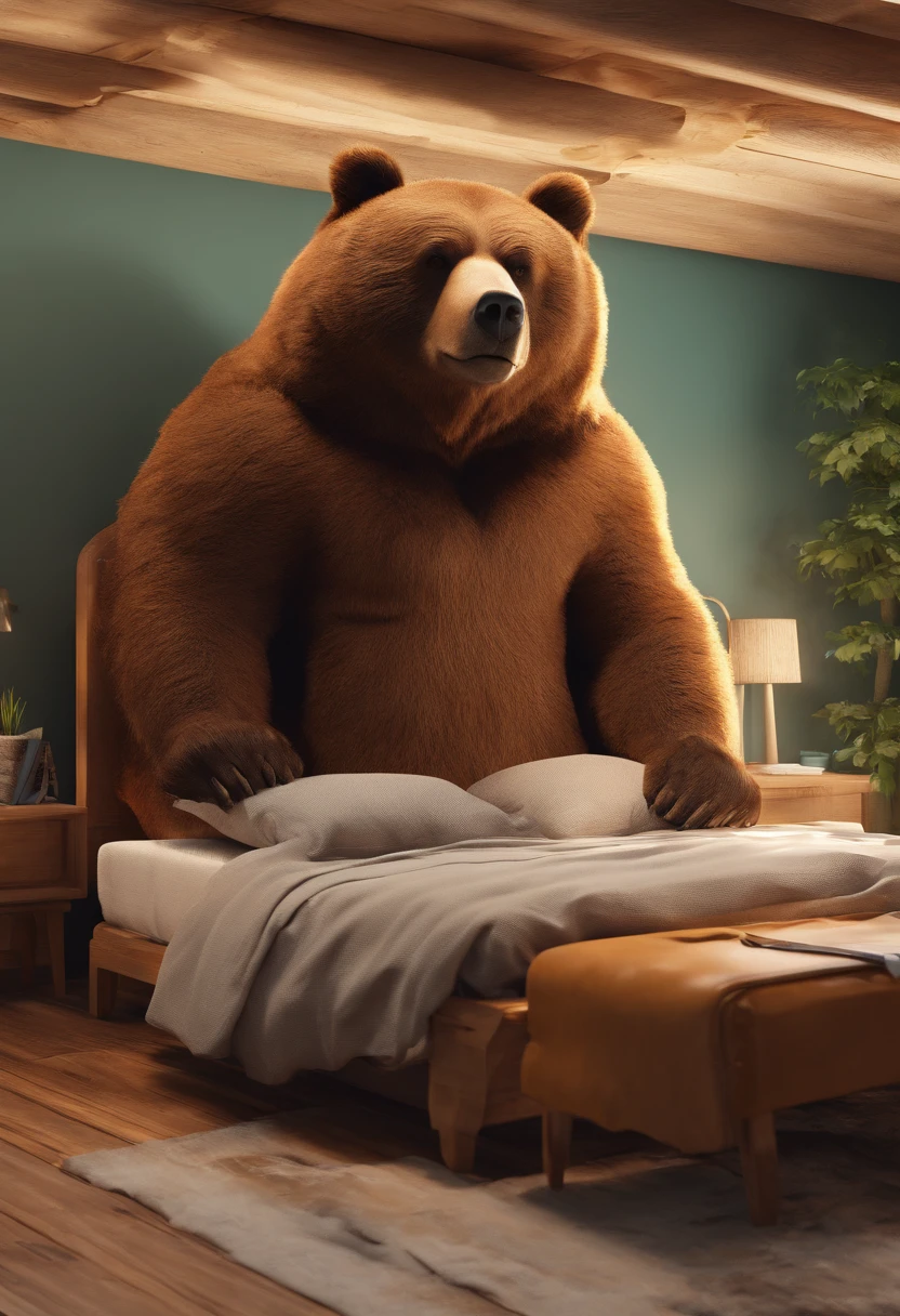 Um grande urso Assista a um homem dormindo em uma barraca