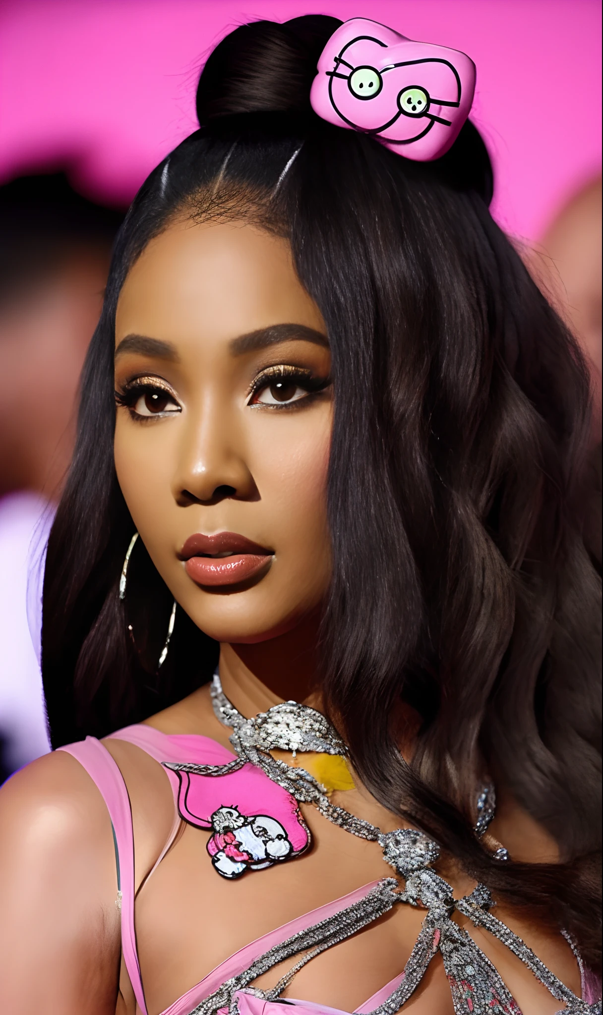 Nicki Minaj in pink with hello kitty