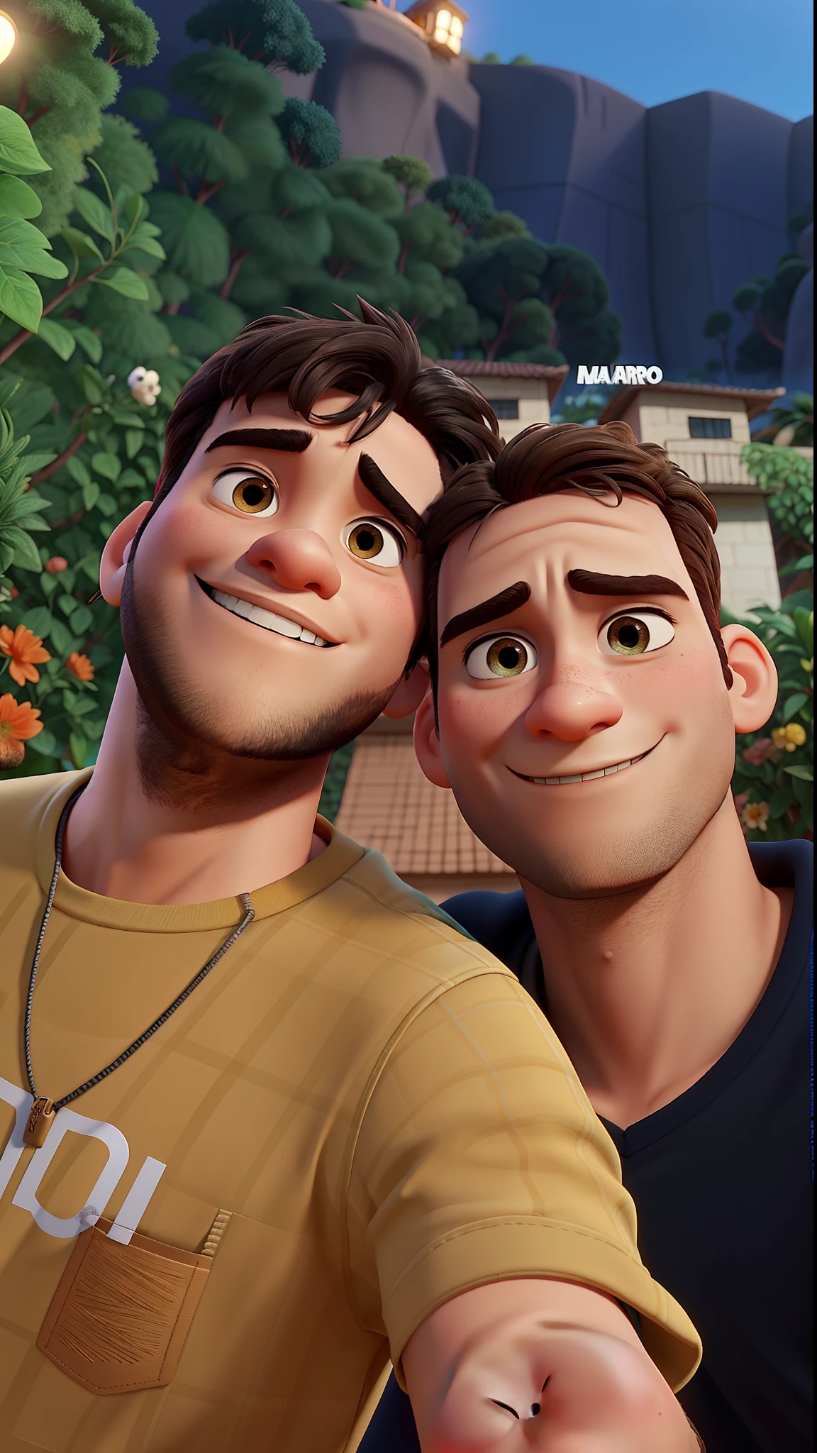 dois homens namorados e morenos, Pixar Style Poster