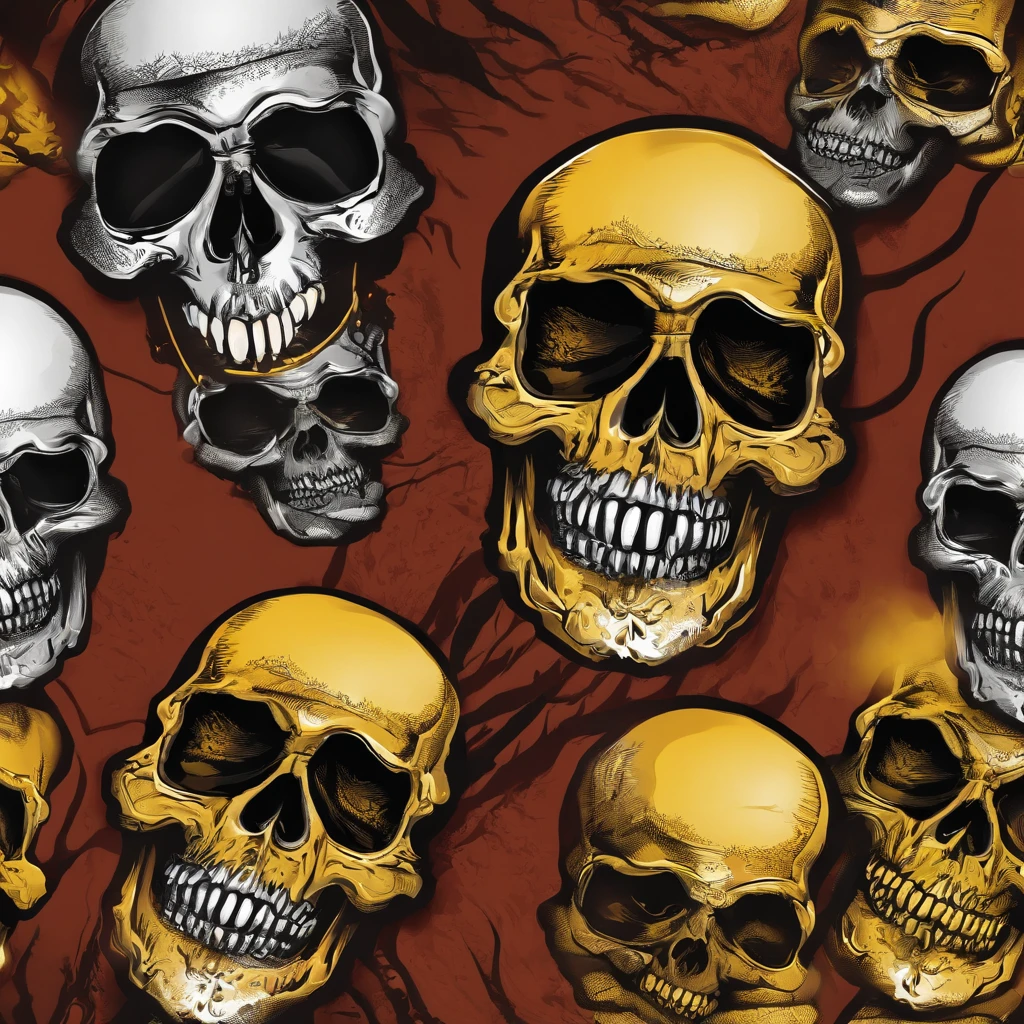 a baby skull with cap on it's head vector,detailed digital art, adorned with demon skulls, skull design for a rock band, heavy metal tshirt design, of gun of war skulls, heavy metal art style, scary detailed art in color, metal skull with yellow eyes, brutal blooded symmetrical face