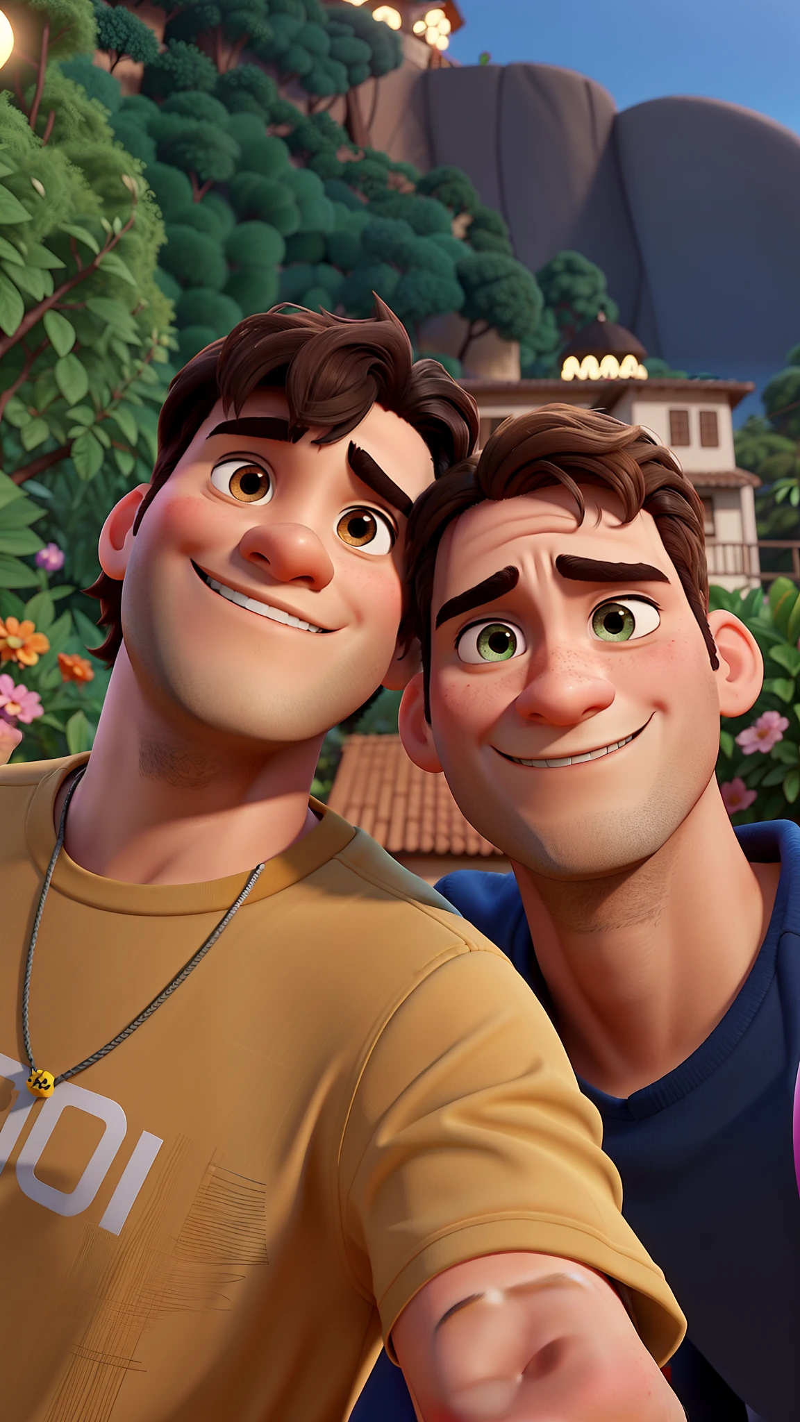 dois homens namorados e morenos, Pixar Style Poster