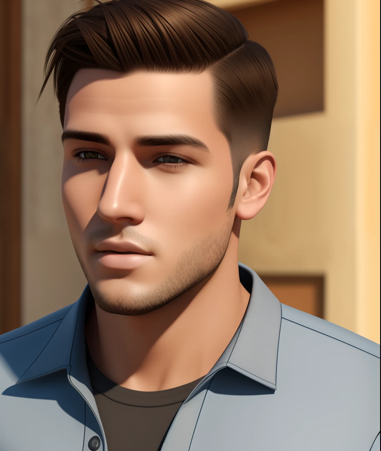 Charge background and sunlight in background, hyper realistic, realistic face, warm tone, 8k resolution and 3d, handsome boy