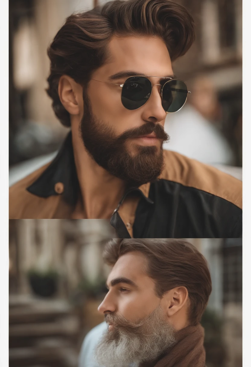 Homem de 20 anos com barba, cabelo, strong masculine features,Homem pouca barba bonito, Torso masculino, Barbu, colmo, masculine features, barba encaracolado, detalhes perfeitos, very realistic, Characteristics of Arabic, Random Summer Outfits